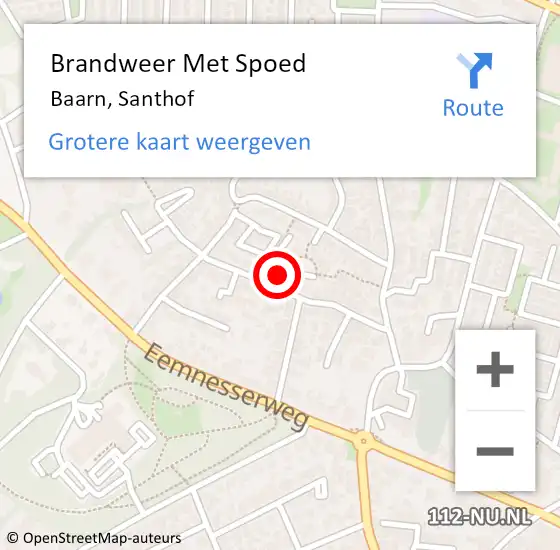 Locatie op kaart van de 112 melding: Brandweer Met Spoed Naar Baarn, Santhof op 4 februari 2022 19:30