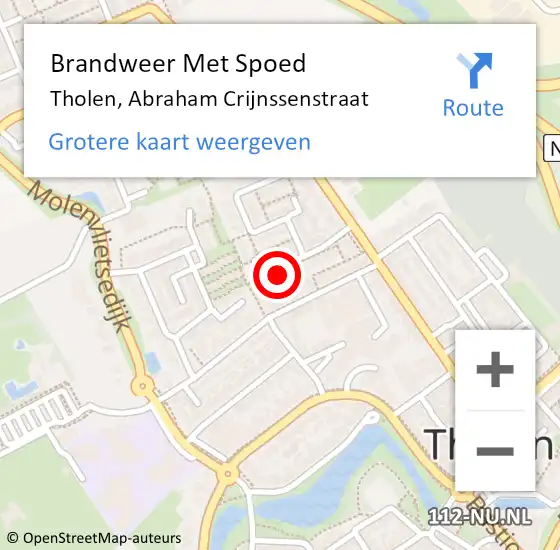 Locatie op kaart van de 112 melding: Brandweer Met Spoed Naar Tholen, Abraham Crijnssenstraat op 4 februari 2022 20:00