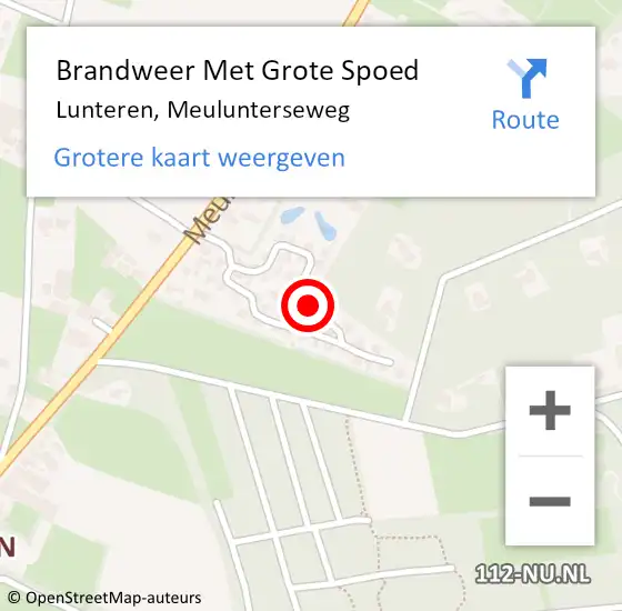 Locatie op kaart van de 112 melding: Brandweer Met Grote Spoed Naar Lunteren, Meulunterseweg op 4 februari 2022 20:47