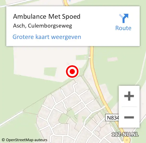 Locatie op kaart van de 112 melding: Ambulance Met Spoed Naar Asch, Culemborgseweg op 4 februari 2022 20:48