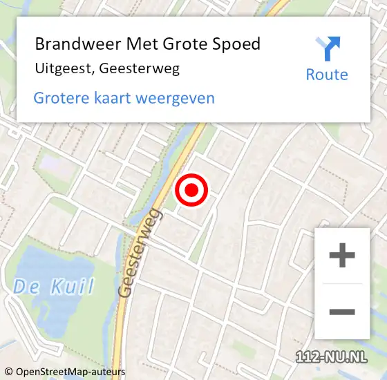 Locatie op kaart van de 112 melding: Brandweer Met Grote Spoed Naar Uitgeest, Geesterweg op 4 februari 2022 21:03