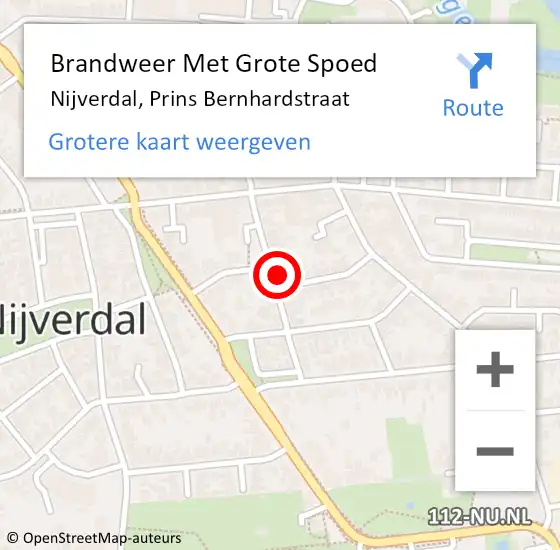 Locatie op kaart van de 112 melding: Brandweer Met Grote Spoed Naar Nijverdal, Prins Bernhardstraat op 4 februari 2022 21:23