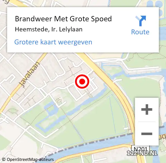 Locatie op kaart van de 112 melding: Brandweer Met Grote Spoed Naar Heemstede, Ir. Lelylaan op 4 februari 2022 21:50