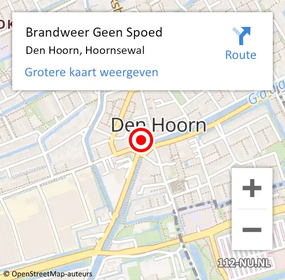 Locatie op kaart van de 112 melding: Brandweer Geen Spoed Naar Den Hoorn, Hoornsewal op 4 februari 2022 22:08