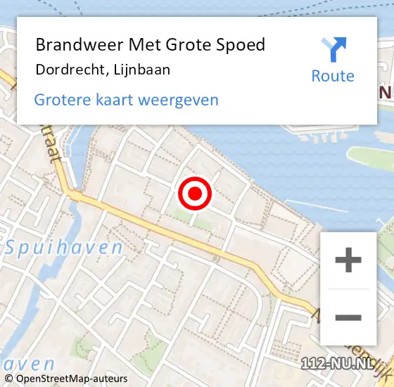 Locatie op kaart van de 112 melding: Brandweer Met Grote Spoed Naar Dordrecht, Lijnbaan op 4 februari 2022 22:25