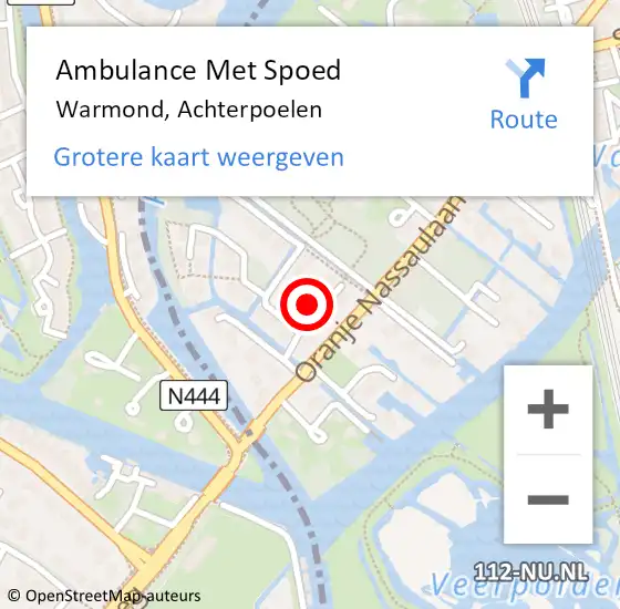 Locatie op kaart van de 112 melding: Ambulance Met Spoed Naar Warmond, Achterpoelen op 4 februari 2022 22:35