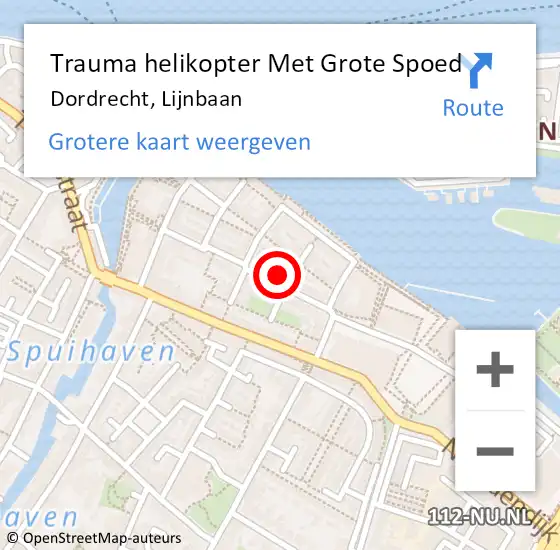 Locatie op kaart van de 112 melding: Trauma helikopter Met Grote Spoed Naar Dordrecht, Lijnbaan op 4 februari 2022 22:35