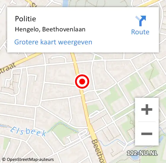 Locatie op kaart van de 112 melding: Politie Hengelo, Beethovenlaan op 4 februari 2022 22:46