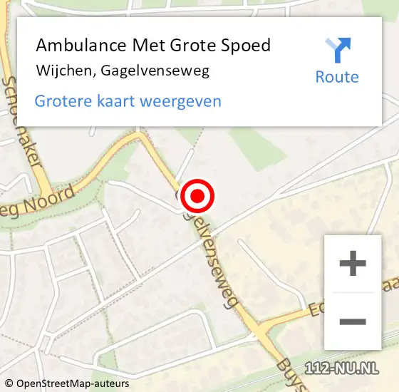 Locatie op kaart van de 112 melding: Ambulance Met Grote Spoed Naar Wijchen, Gagelvenseweg op 4 februari 2022 22:48