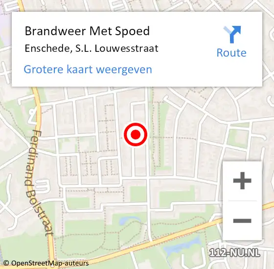 Locatie op kaart van de 112 melding: Brandweer Met Spoed Naar Enschede, S.L. Louwesstraat op 4 februari 2022 23:11