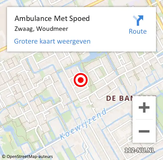 Locatie op kaart van de 112 melding: Ambulance Met Spoed Naar Zwaag, Woudmeer op 4 februari 2022 23:16