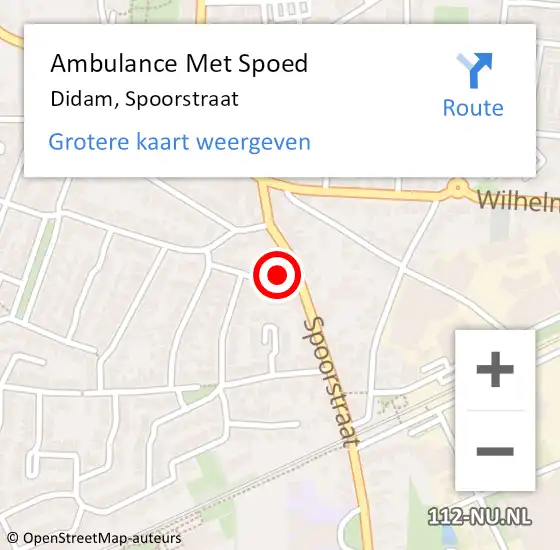 Locatie op kaart van de 112 melding: Ambulance Met Spoed Naar Didam, Spoorstraat op 4 februari 2022 23:30