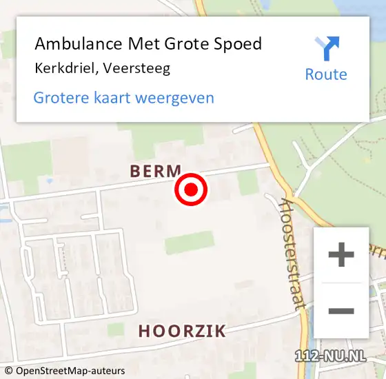 Locatie op kaart van de 112 melding: Ambulance Met Grote Spoed Naar Kerkdriel, Veersteeg op 4 februari 2022 23:31