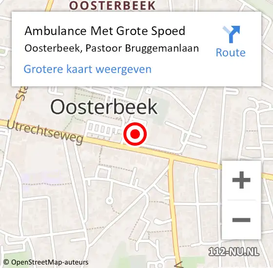 Locatie op kaart van de 112 melding: Ambulance Met Grote Spoed Naar Oosterbeek, Pastoor Bruggemanlaan op 4 februari 2022 23:37