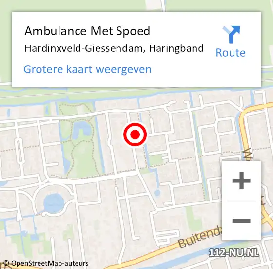 Locatie op kaart van de 112 melding: Ambulance Met Spoed Naar Hardinxveld-Giessendam, Haringband op 4 februari 2022 23:49