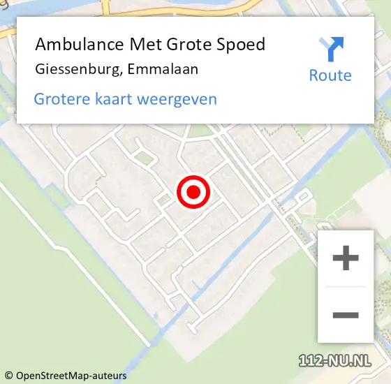 Locatie op kaart van de 112 melding: Ambulance Met Grote Spoed Naar Giessenburg, Emmalaan op 5 februari 2022 00:14