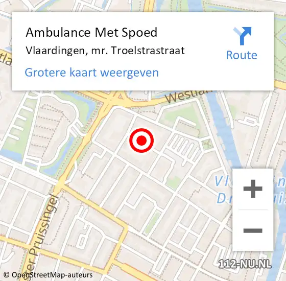 Locatie op kaart van de 112 melding: Ambulance Met Spoed Naar Vlaardingen, mr. Troelstrastraat op 5 februari 2022 00:35
