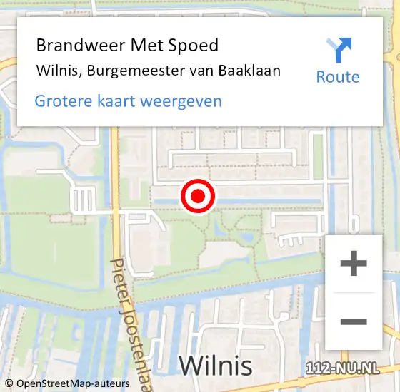 Locatie op kaart van de 112 melding: Brandweer Met Spoed Naar Wilnis, Burgemeester van Baaklaan op 5 februari 2022 00:39