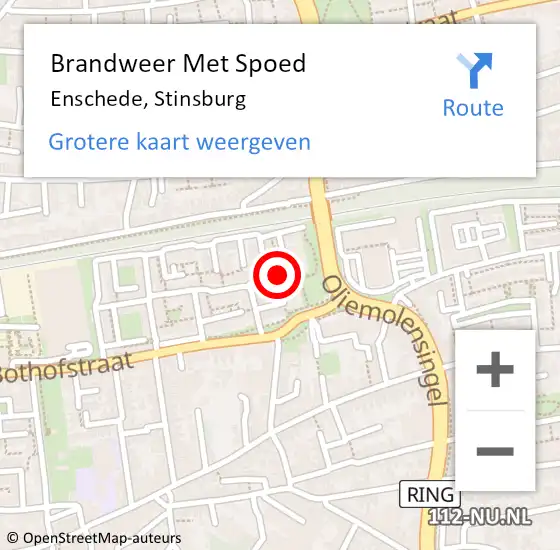 Locatie op kaart van de 112 melding: Brandweer Met Spoed Naar Enschede, Stinsburg op 5 februari 2022 01:15