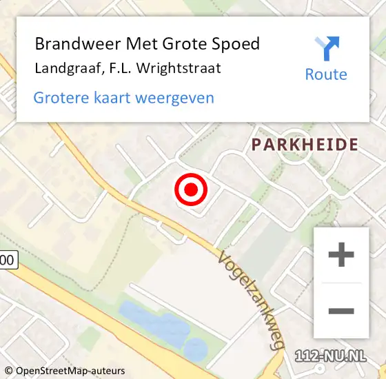 Locatie op kaart van de 112 melding: Brandweer Met Grote Spoed Naar Landgraaf, F.L. Wrightstraat op 5 februari 2022 01:42
