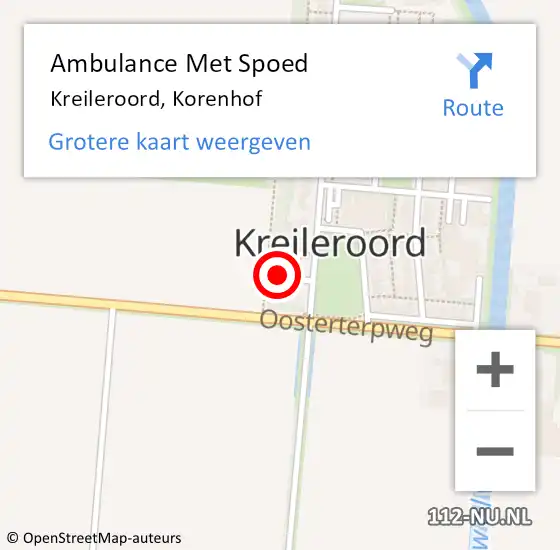 Locatie op kaart van de 112 melding: Ambulance Met Spoed Naar Kreileroord, Korenhof op 5 februari 2022 01:56