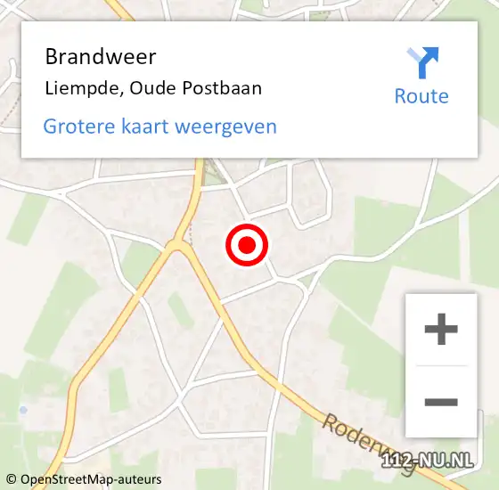 Locatie op kaart van de 112 melding: Brandweer Liempde, Oude Postbaan op 5 februari 2022 02:03