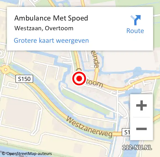 Locatie op kaart van de 112 melding: Ambulance Met Spoed Naar Westzaan, Overtoom op 5 februari 2022 02:08