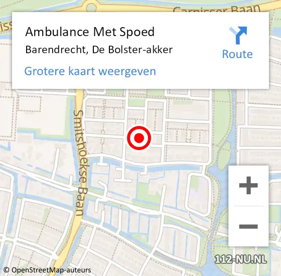 Locatie op kaart van de 112 melding: Ambulance Met Spoed Naar Barendrecht, De Bolster-akker op 5 februari 2022 02:46