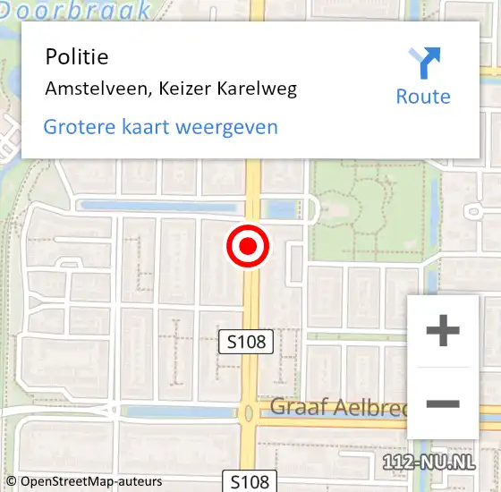 Locatie op kaart van de 112 melding: Politie Amstelveen, Keizer Karelweg op 7 juli 2014 12:28