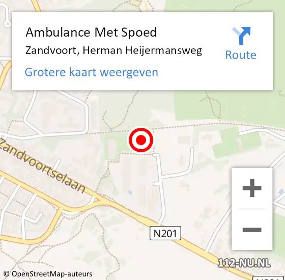 Locatie op kaart van de 112 melding: Ambulance Met Spoed Naar Zandvoort, Herman Heijermansweg op 5 februari 2022 04:36