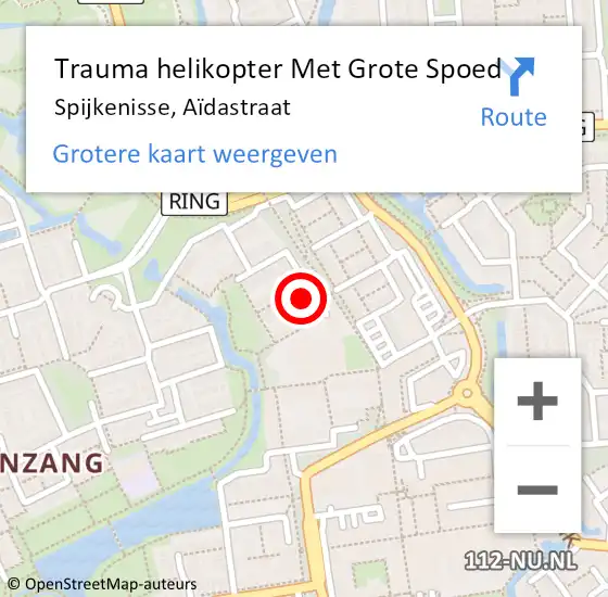 Locatie op kaart van de 112 melding: Trauma helikopter Met Grote Spoed Naar Spijkenisse, Aïdastraat op 5 februari 2022 05:15