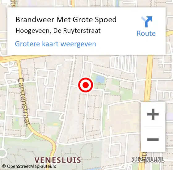 Locatie op kaart van de 112 melding: Brandweer Met Grote Spoed Naar Hoogeveen, De Ruyterstraat op 5 februari 2022 05:39