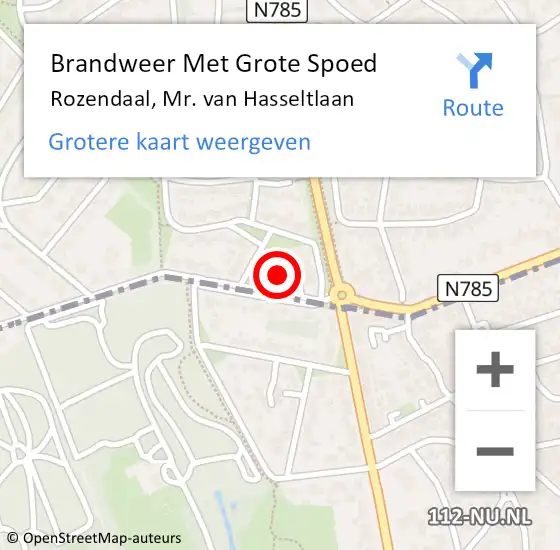 Locatie op kaart van de 112 melding: Brandweer Met Grote Spoed Naar Rozendaal, Mr. van Hasseltlaan op 5 februari 2022 06:49