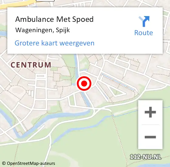 Locatie op kaart van de 112 melding: Ambulance Met Spoed Naar Wageningen, Spijk op 5 februari 2022 08:03