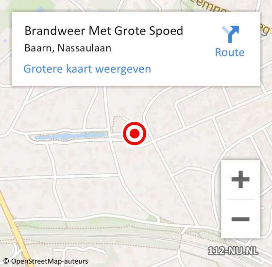 Locatie op kaart van de 112 melding: Brandweer Met Grote Spoed Naar Baarn, Nassaulaan op 5 februari 2022 08:36