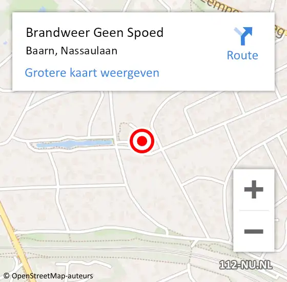 Locatie op kaart van de 112 melding: Brandweer Geen Spoed Naar Baarn, Nassaulaan op 5 februari 2022 08:37