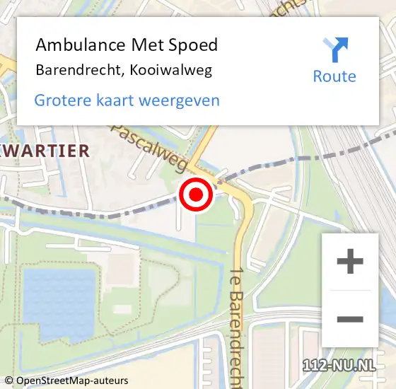 Locatie op kaart van de 112 melding: Ambulance Met Spoed Naar Barendrecht, Kooiwalweg op 5 februari 2022 08:51