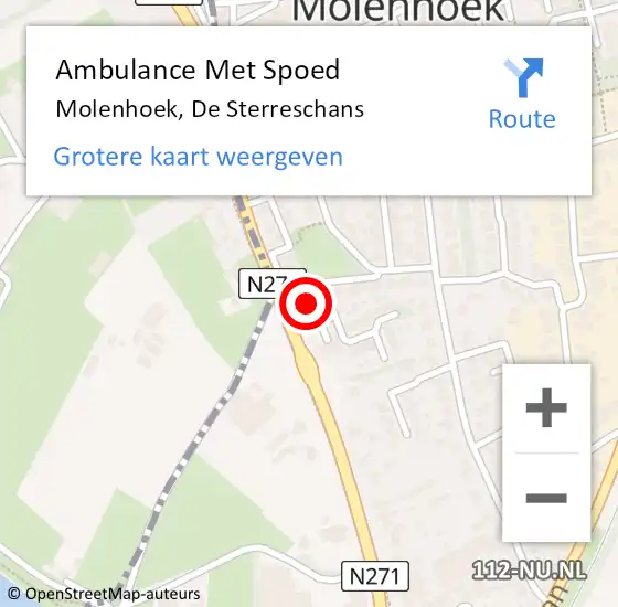 Locatie op kaart van de 112 melding: Ambulance Met Spoed Naar Molenhoek, De Sterreschans op 5 februari 2022 08:56