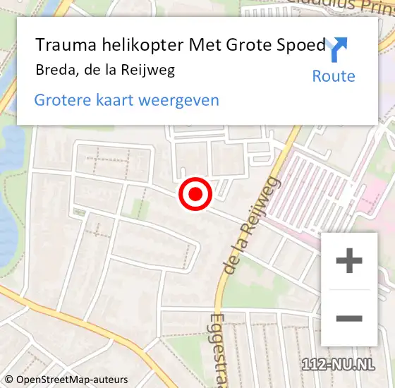 Locatie op kaart van de 112 melding: Trauma helikopter Met Grote Spoed Naar Breda, de la Reijweg op 5 februari 2022 08:57