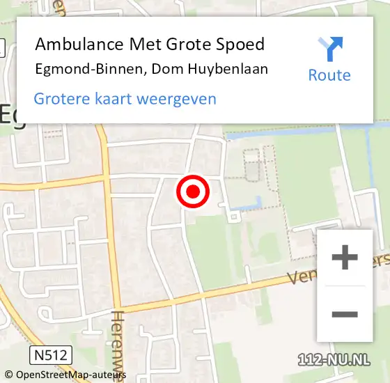 Locatie op kaart van de 112 melding: Ambulance Met Grote Spoed Naar Egmond-Binnen, Dom Huybenlaan op 5 februari 2022 09:02