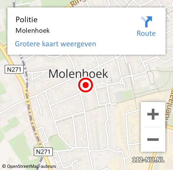 Locatie op kaart van de 112 melding: Politie Molenhoek op 5 februari 2022 09:02