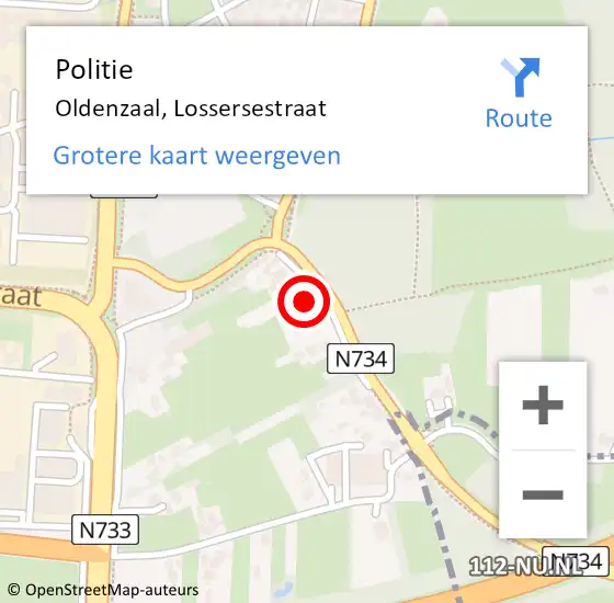 Locatie op kaart van de 112 melding: Politie Oldenzaal, Lossersestraat op 5 februari 2022 09:15