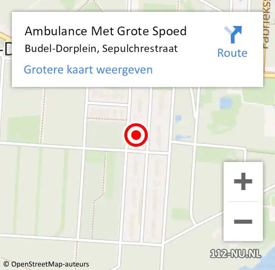 Locatie op kaart van de 112 melding: Ambulance Met Grote Spoed Naar Budel-Dorplein, Sepulchrestraat op 5 februari 2022 09:25