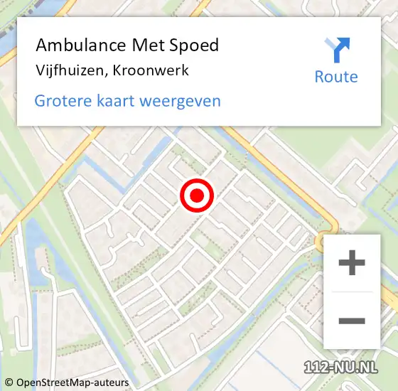 Locatie op kaart van de 112 melding: Ambulance Met Spoed Naar Vijfhuizen, Kroonwerk op 5 februari 2022 09:32