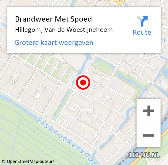 Locatie op kaart van de 112 melding: Brandweer Met Spoed Naar Hillegom, Van de Woestijneheem op 5 februari 2022 09:34