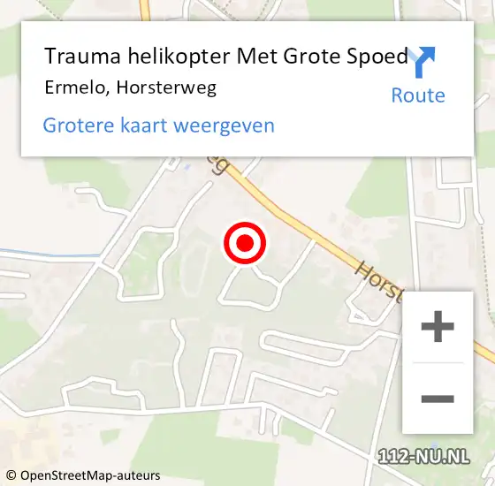 Locatie op kaart van de 112 melding: Trauma helikopter Met Grote Spoed Naar Ermelo, Horsterweg op 5 februari 2022 09:48