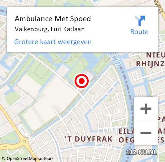 Locatie op kaart van de 112 melding: Ambulance Met Spoed Naar Valkenburg, Luit Katlaan op 5 februari 2022 09:49