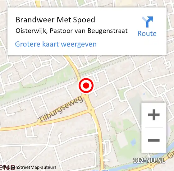 Locatie op kaart van de 112 melding: Brandweer Met Spoed Naar Oisterwijk, Pastoor van Beugenstraat op 5 februari 2022 09:49
