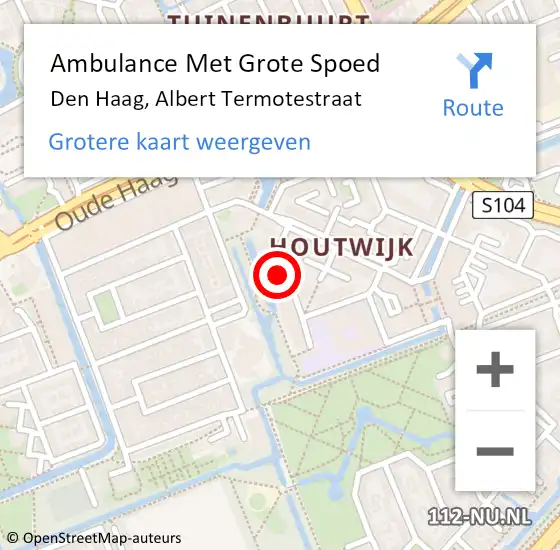 Locatie op kaart van de 112 melding: Ambulance Met Grote Spoed Naar Den Haag, Albert Termotestraat op 5 februari 2022 10:04