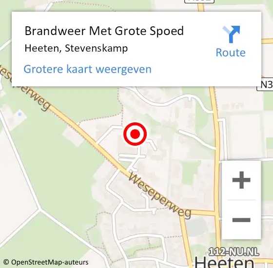 Locatie op kaart van de 112 melding: Brandweer Met Grote Spoed Naar Heeten, Stevenskamp op 5 februari 2022 10:17